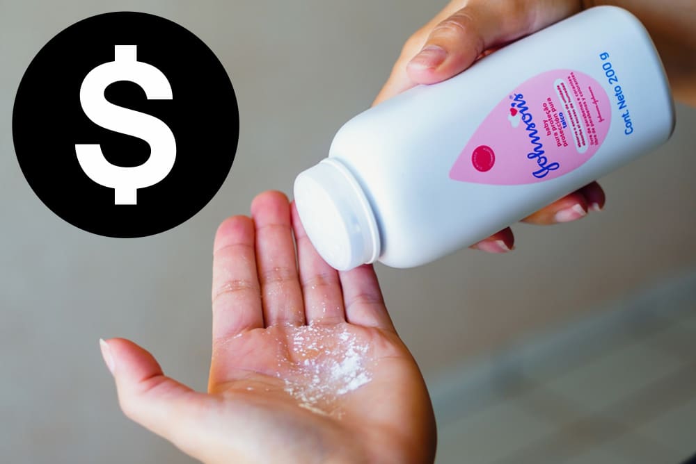 person uses Johnson Johnson baby powder on their hands